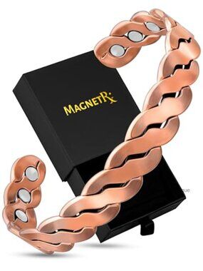 Copper Magnetic Cuff Bracelet with 6 Magnets Adjustable Twist Design